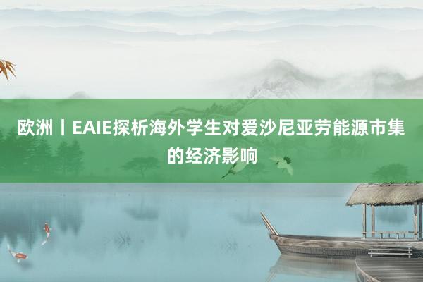 欧洲丨EAIE探析海外学生对爱沙尼亚劳能源市集的经济影响