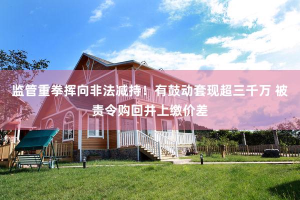 监管重拳挥向非法减持！有鼓动套现超三千万 被责令购回并上缴价差