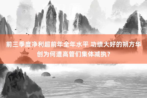 前三季度净利超前年全年水平 功绩大好的朔方华创为何遭高管们集体减执？