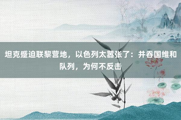 坦克蹙迫联黎营地，以色列太嚣张了：并吞国维和队列，为何不反击