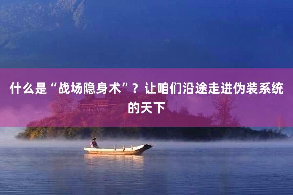 什么是“战场隐身术”？让咱们沿途走进伪装系统的天下
