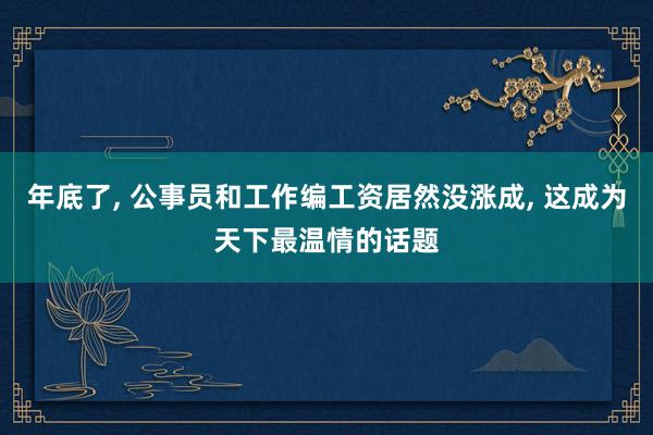 年底了, 公事员和工作编工资居然没涨成, 这成为天下最温情的话题